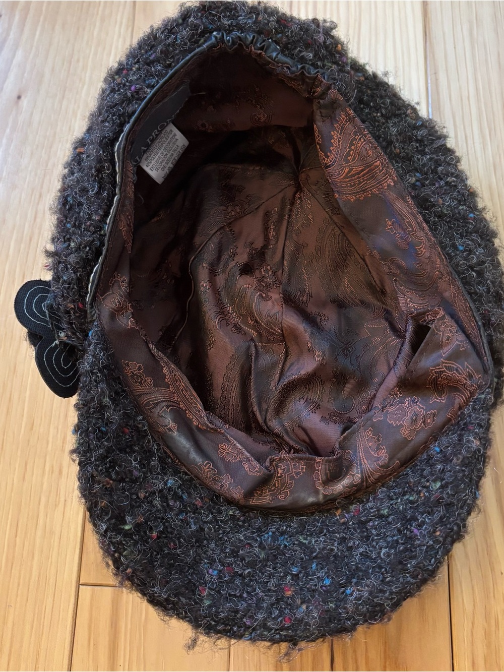 Y2K Scala Pronto Boucle Tweed Flower Accent Newsboy Style Hat - Picture 7 of 8